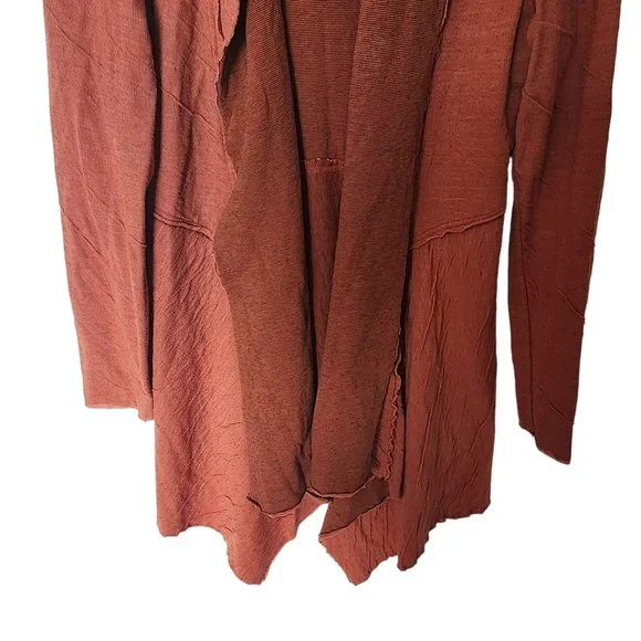 Cut Loose Hooded Cardigan Jacket Crinkle Striped Orange L Large - Picture 4 of 13